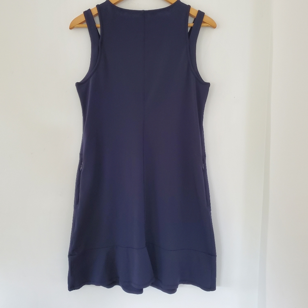 J. JILL FIT sz MP Sleeveless Knit Sport Dress Navy Blue Nylon Spandex Athleisure - Picture 12 of 13